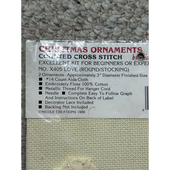 Christmas Ornaments Counted Cross Stitch Kit Nicole Creations Love Stocking 1986 - Picture 5 of 5